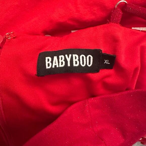 Baby Boo Sweetheart Neck Sleeveless Mini Fit & Flare Dress Glittery Red Size XL - Picture 4 of 5